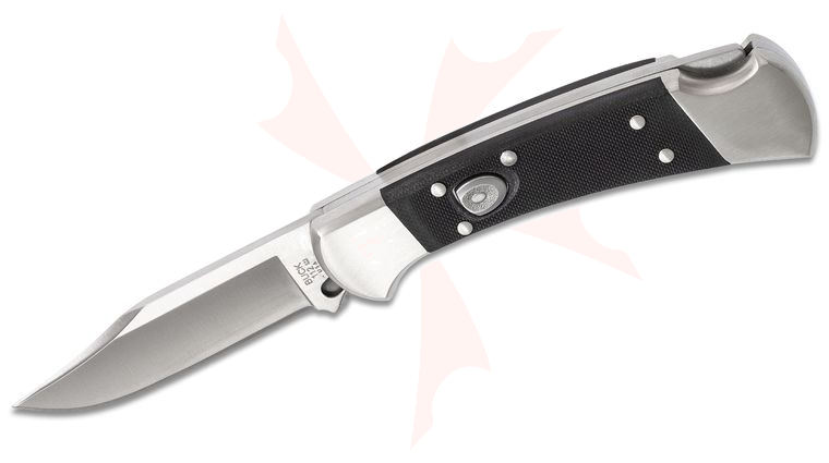Buck 112 AUTO Elite Ranger Folding Knife 3 inch CPM-MagnaCut Plain Blade, Black G10 Handles with Nickel Silver Bolsters, Leather Sheath