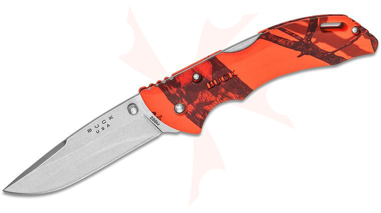 Buck 286 Bantam BHW Folding 3-5/8 inch Plain Satin Blade, Mossy Oak Blaze Handles