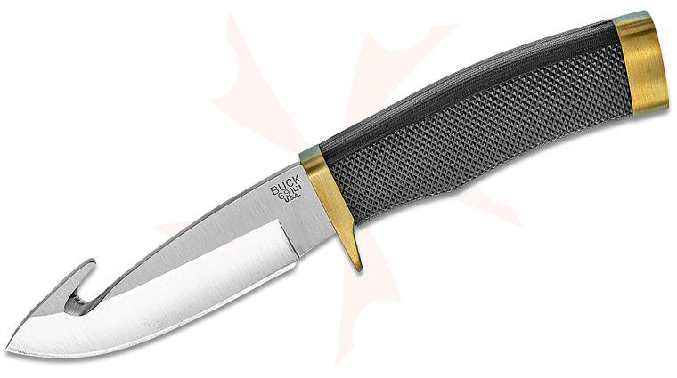 Buck 691BK Zipper Hunting Knife Fixed 4.25 inch Blade with Gut Hook, Rubber Handle, Nylon Sheath
