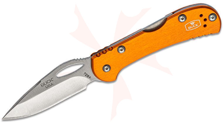 Buck 726 Mini SpitFire Folding Knife 2.75 inch Plain Blade, Orange Aluminum Handles (0726ORS)