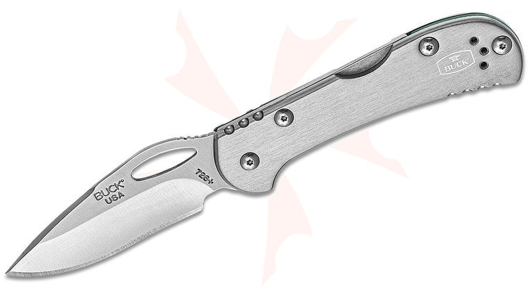 Buck 726 Mini SpitFire Folding Knife 2.75 inch Plain Blade, Gray Aluminum Handles (0726GYS)