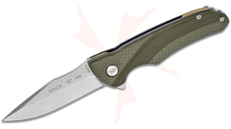Buck 840 Sprint Select Flipper Knife 3.125 inch 420HC Stainless Steel Drop Point, Green GRN Handles