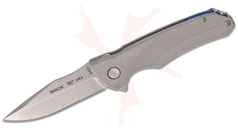 Buck 840 Sprint Select Flipper Knife 3.125 inch 420HC Stainless Steel Drop Point, Gray GRN Handles