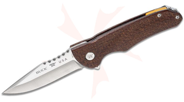 Buck 841 Sprint Pro Flipper Knife 3.125 inch S30V Stainless Steel Drop Point, Brown Burlap Micarta Handles
