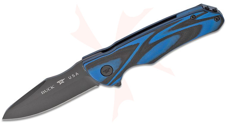 Buck 842 Sprint Ops Flipper Knife 3.125 inch S30V Stainless Steel Drop Point, Black/Blue G10 Handles