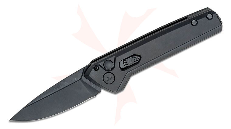 Buck 838 Deploy AUTO Folding Knife 3.25 inch S35VN Armor Black Cerakote Drop Point Blade, Black Aluminum Handles