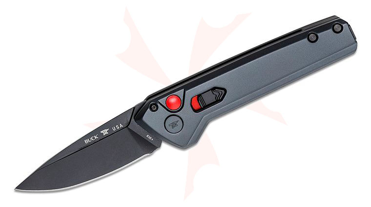 Buck 838 Deploy AUTO Folding Knife 3.25 inch 154CM Black Cerakote Drop Point Blade, Sniper Gray Aluminum Handles