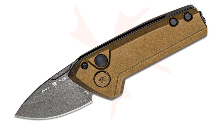 Buck 839 Mini Deploy AUTO Folding Knife 1.875 inch 154CM Gray Cerakote Drop Point Blade, Burnt Bronze Aluminum Handles