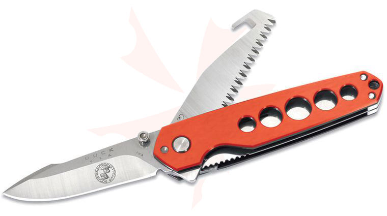 Buck 183 Alpha CrossLock, Boone & Crockett, Orange Handles, 4-5/8