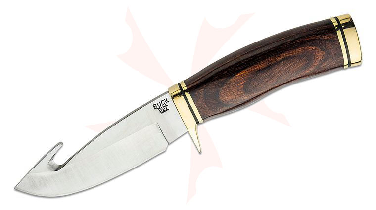 Buck 191BR Zipper Hunting Knife Fixed 4-1/4 inch Blade with Gut Hook, Walnut Handle, Leather Sheath