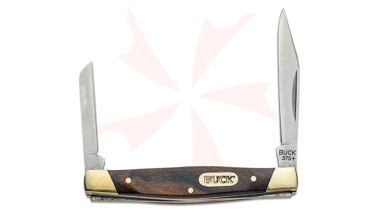 Buck 375 Deuce Two Blade Pocket Knife 2-5/8 inch Closed, Woodgrain Handles