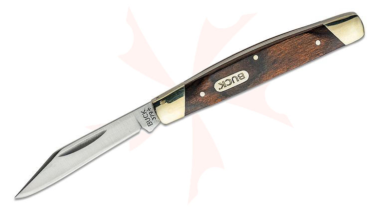 Buck 379 Solo Single Blade Pocket Knife 3 inch Closed, Woodgrain Handles (0379BRW)