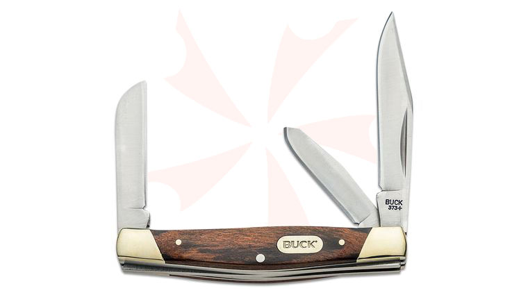Buck 373 Trio Stockman w/Three Blades & Woodgrain Handle 3.25 inch Closed