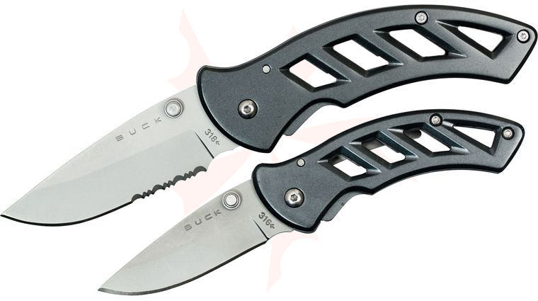 Buck 316 and 318 Parallex Folding Knife Combo Set, Stainless Steel Handles