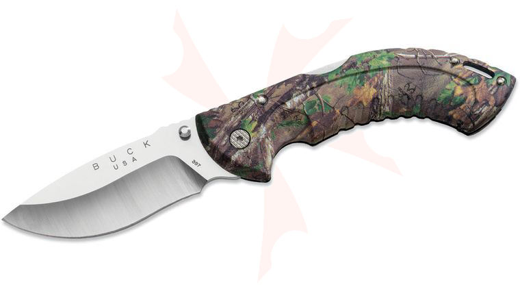 Buck 397 Folding Omni Hunter 12PT 4 inch Blade, RealTree Xtra Green Camo Handles