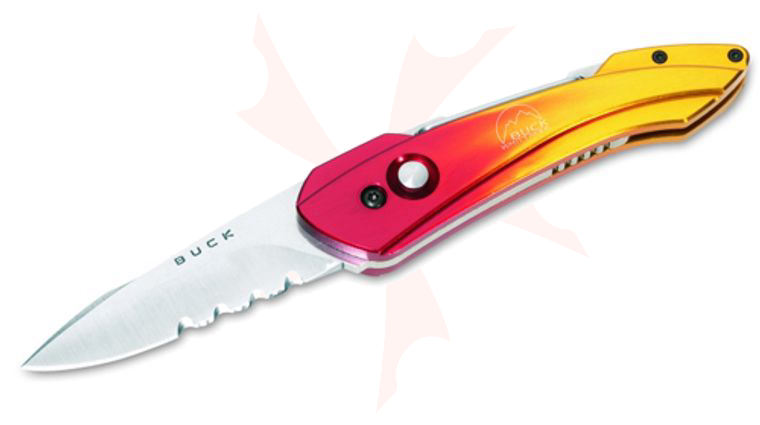Buck 436 Red/Gold Short Revolution Serrated Blade