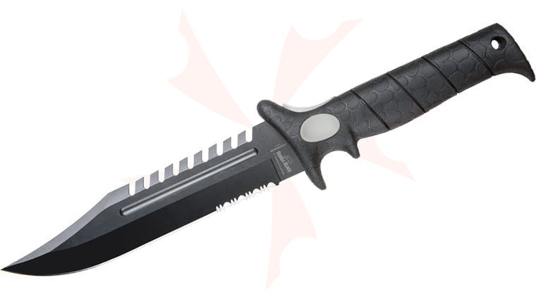 Bubba Blade Penetrator Fixed Blade Knife 7 inch Black Sawback Combo, Black TPR Handle and Nylon Sheath