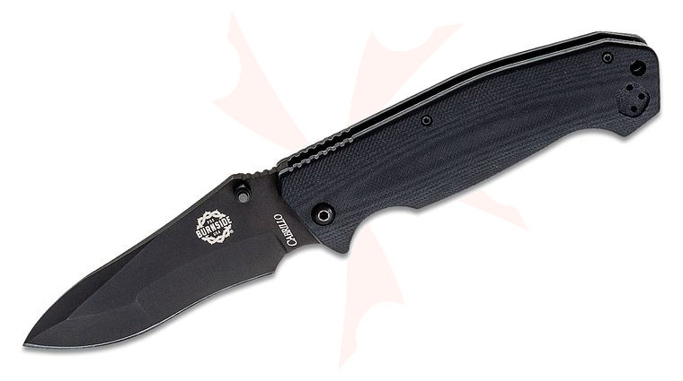 Burnside Knives Cabrillo Folder 4 inch Black AUS-8 Plain Blade, Black G10 Handles