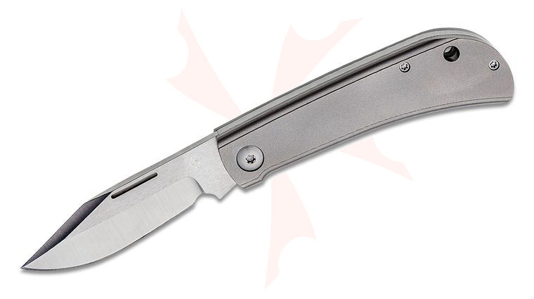 Jim Burke Custom Rebel Slipjoint Folding Knife 3.125 inch CTS-XHP Clip Point Blade, Blasted Titanium Handles