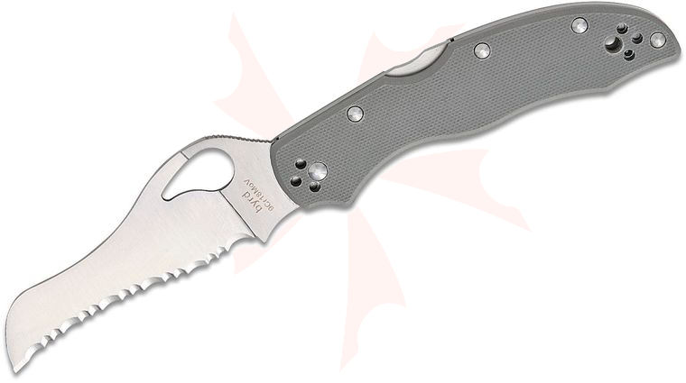 Spyderco Byrd BY24GSGY Gooney Lockback Folding Knife 3.44 inch Satin Serrated Blade, Gray G10 Handles