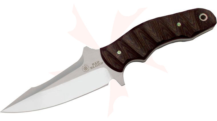 Bad Blood Knives Wisper Fixed 4 inch 8Cr14 Stainless Blade, G10 Handle, Plastic Sheath