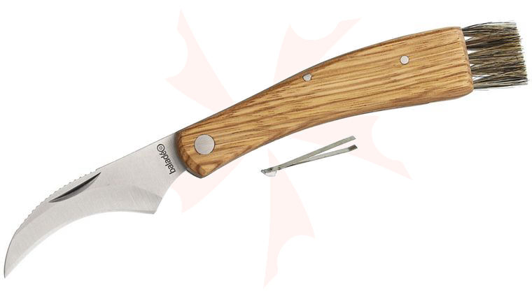 Baladeo Mushroom Knife 2.75 inch Blade, Zebra Wood Handles, Nylon Sheath