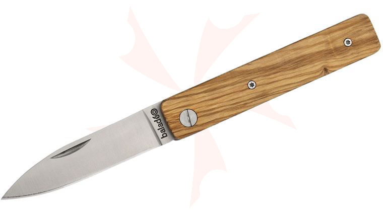 Baladeo Papagayo Folding Knife 2.875 inch Satin Blade, Olive Wood Handles