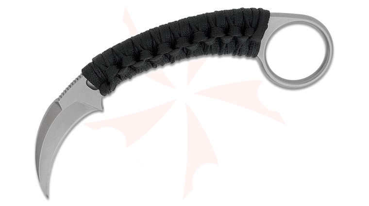 Bastinelli Creations Doug Marcaida PiKa Karambit Fixed Blade Knife 1.65 inch N690Co Stonewashed Hawkbill, Cobra Handle Wrap with Pinky Ring, Kydex Sheath