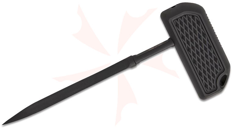 Bastinelli Creations Ventilation Rapier Spike 3.42 inch DC53 Black PVD Hollow Ground Tri-Edge Triangle Blade, Black Aluminum Handle, 3D Printed Plastic Sheath