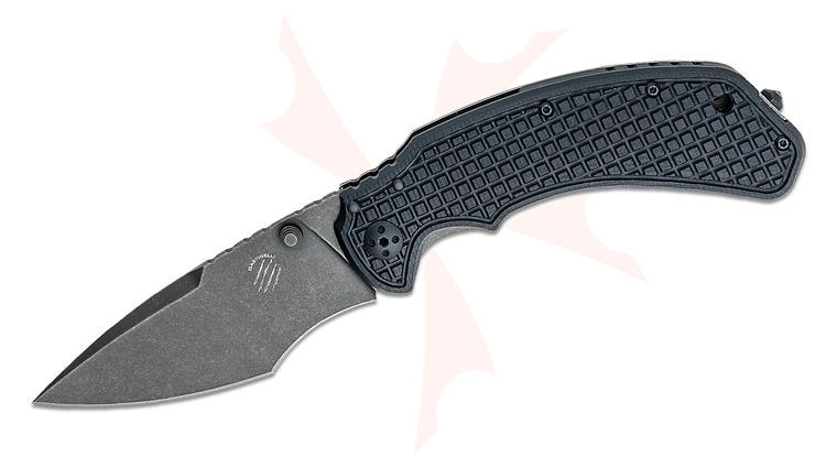 Bastinelli Creations Alpha 1 Folding Knife 3.75 inch M390 Black PVD Stonewashed Recurve Blade, 3D Milled G10 and Titanium Handles