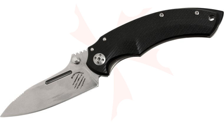 Bastinelli Creations BBR2 IKBS Frame Lock 3.25 inch Drop Point D2 Blade, Milled Black G10 Handle