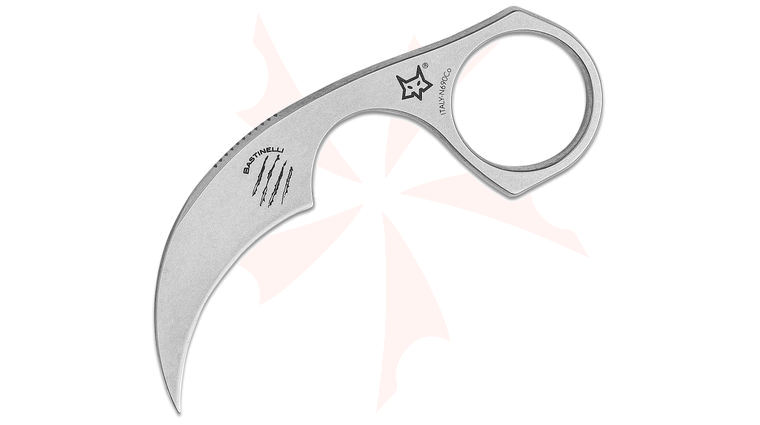 Bastinelli Creations Diagnostic Karambit 1.5 inch Stonewashed N690C Hawkbill Blade, Steel Handle, Kydex Sheath