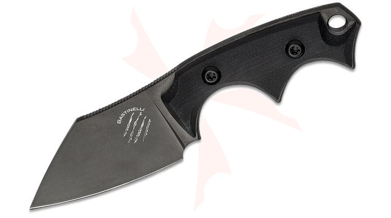 Bastinelli Creations BB Drago Fixe V2 Fixed 2 inch Black PVD N690CO Blade, Black G10 Handles, Kydex Sheath