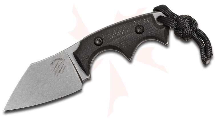 Bastinelli Creations BB Drago Fixe V2 Fixed 2 inch Stonewashed N690CO Blade, Black G10 Handles, Kydex Sheath