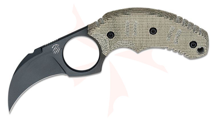 Bastinelli Creations Fred Perrin Concept Ligament Fixed Blade Knife 3.06 inch M390 Black PVD Blade, OD Green Micarta Handles, Kydex IWB Sheath
