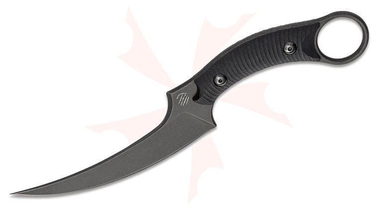 Bastinelli Creations Mako Fixed Blade Knife 4.625 inch N690Co Black PVD Stonewashed Plain, Black G10 Handles, Kydex Sheath