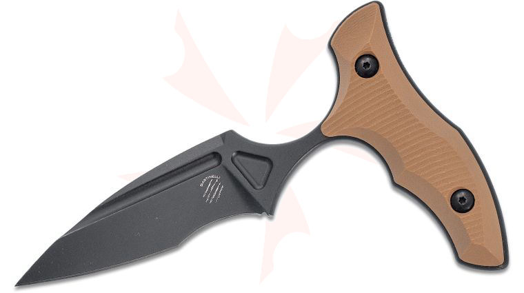 Bastinelli Creations Jared Wihongi Manaia Push Dagger 3.35 inch N690Co Black Stonewashed Blade, Coyote Brown G10 Handles, Kydex Sheath