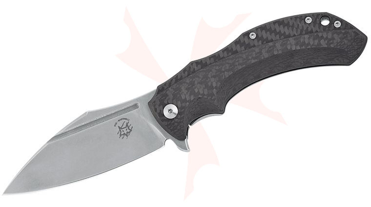 Bastinelli Creations Shadow Flipper Knife 3.875 inch Elmax Stonewashed Wharncliffe Blade, Milled Carbon Fiber and Titanium Handles
