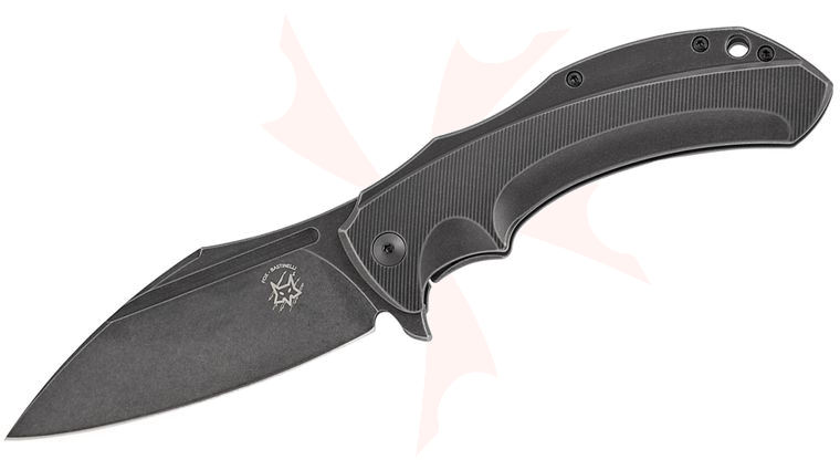 Bastinelli Creations Shadow Flipper Knife 3.875 inch Elmax Black Stonewashed Wharncliffe Blade and Milled Titanium Handles