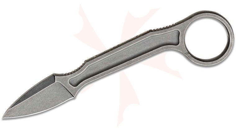 Bastinelli Creations Doug Marcaida Spade Fixed Blade Neck Knife 1.75 inch N690 Dark Stonewashed Drop Point Blade and Handle with Pinky Ring, Kydex Sheath