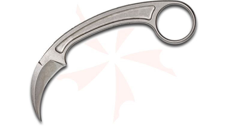 Bastinelli Creations Doug Marcaida PiKa Karambit Fixed Blade Knife 1.65 inch N690Co Stonewashed Hawkbill, Pinky Ring, Kydex Sheath