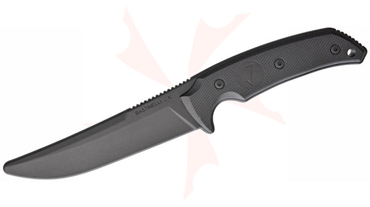 Bastinelli Creations PY Trainer Fixed Blade Knife, FRN Unsharpened Blunt Tip Tanto, Kydex Sheath