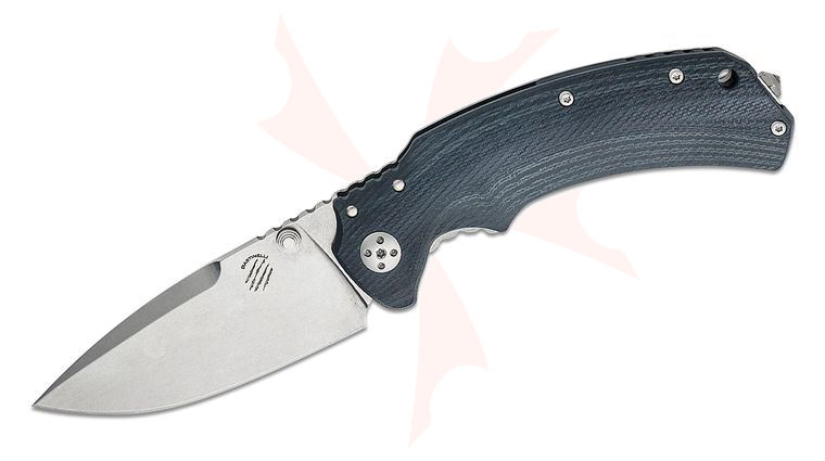 Bastinelli Creations Red IKBS Frame Lock Folding Knife 3.4 inch M390 Stonewashed Drop Point Blade, Milled Black G10 Handle