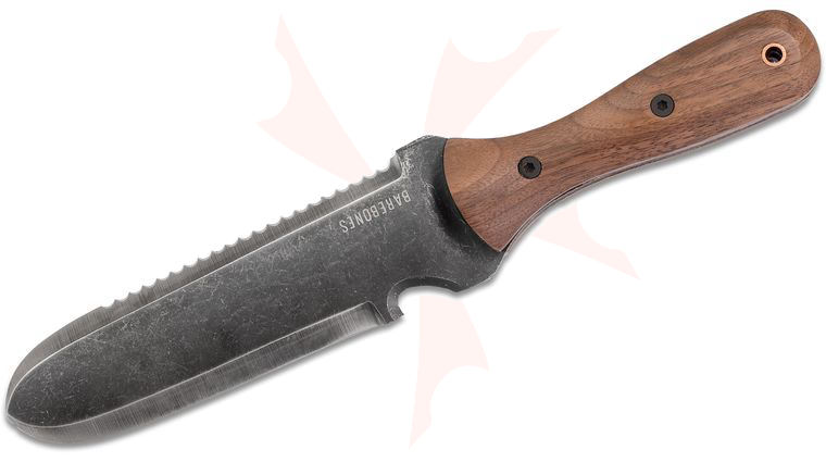 Barebones Hori Hori Classic Garden Knife 6.75 inch Black Stonewashed Blade, Walnut Handles