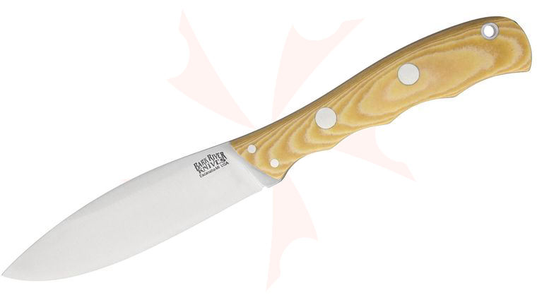 Bark River Knives Canadian Special Fixed 4 inch CPM-3V Blade, Antique Ivory Micarta Handles, Leather Sheath