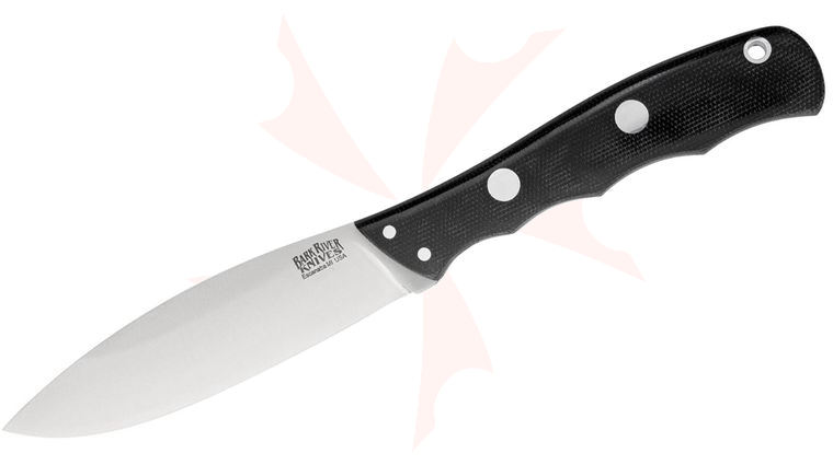 Bark River Knives Canadian Special Fixed 4 inch CPM-3V Blade, Black Canvas Micarta Handles, Leather Sheath