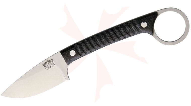 Bark River Knives Ringtail Fixed 2.5 inch CPM-154 Blade, Black Canvas Micarta Handles, Leather Sheath