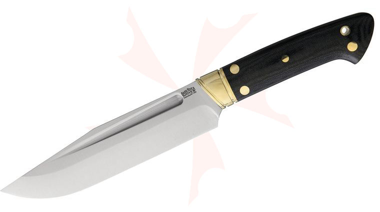 Bark River Knives Dan Tope Vidarr Fixed 6.5 inch A2 Tool Steel Blade, Black Canvas Micarta Handles, Leather Sheath