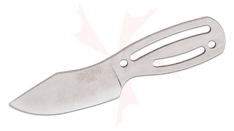 Baryonyx Knife Company The Grimalkin Fixed Blade 2.88 inch 1075 Stonewashed Drop Point Blade, Skeletonized Steel Handle, Black HPDE Polymer Sheath