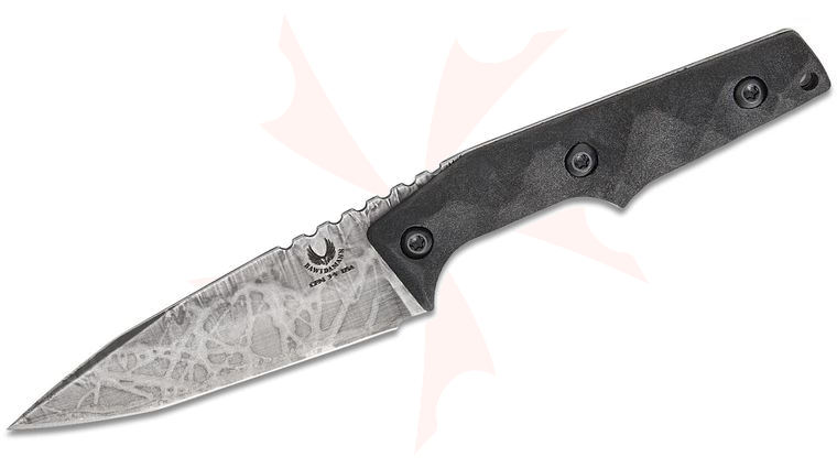 Bawidamann Blades Huginn Fixed Blade Knife 3.75 inch CPM-3V Acid Etched Smoke Slicer Blade, Milled Carbon Fiber Composite Handles, Boltaron IWB Sheath